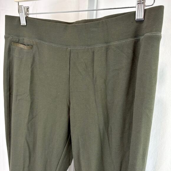 J. JILL M Slim Leg Zip Ankle Pants Pull On Elastic Waist Faux Suede Trim Green - Picture 5 of 10